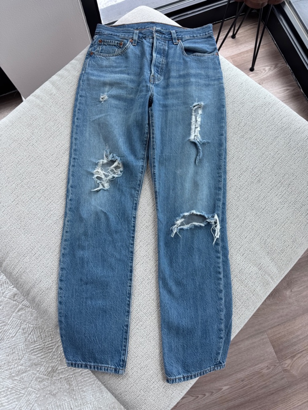 Levi's Medium Blue Distressed Boyfriend Jeans W27 L30